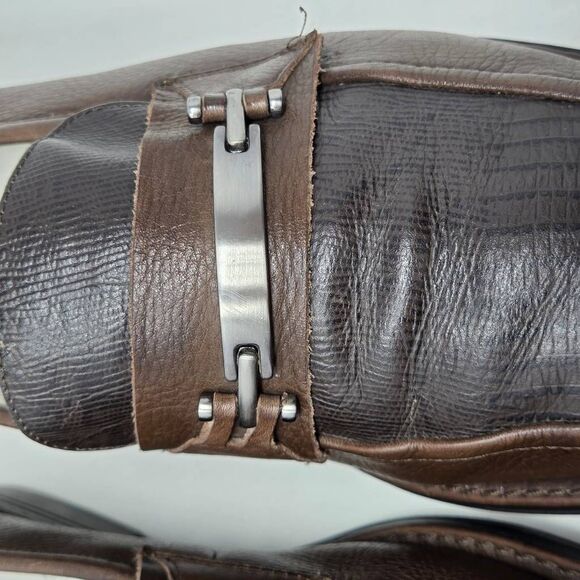SANDRO MOSCOLONI MENS 12 D BROWN LEATHER COMFORT BIT LOAFERS APRON TOE - Picture 4 of 8
